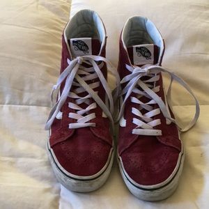 Vans high top burgundy shoes